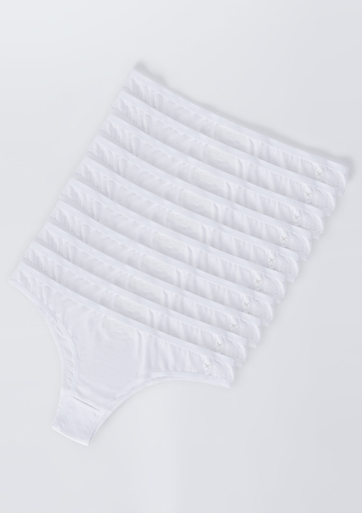 Kit 10 Calcinhas Básicas Brancas Hering Tanga Em Algodão