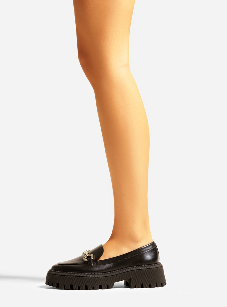 Mocassim Preto Arezzo Couro Tratorado Bridão