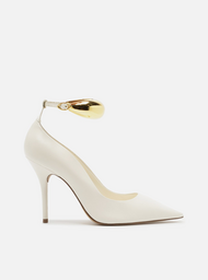 Scarpin Branco Couro Salto Alto