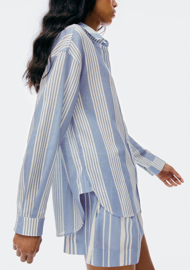 Camisa Azul Hering Manga Longa Fio Tinto