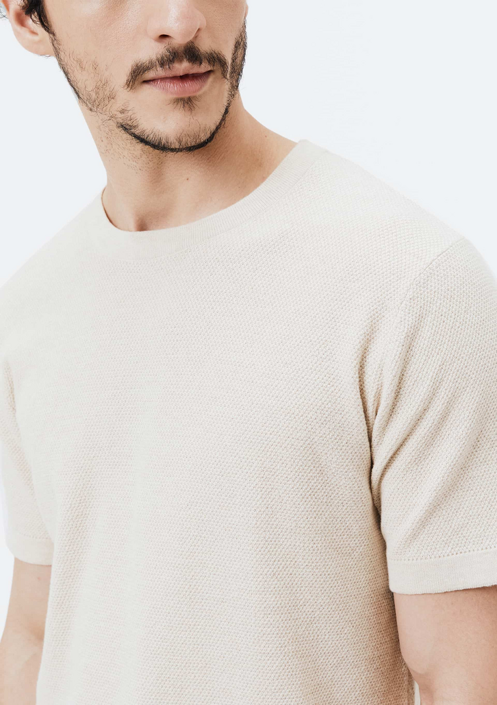 Camiseta Masculina Bege Hering Regular em Tricô