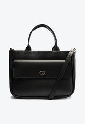 Bolsa Tote Preta Anacapri Média Bolso Tampa Work