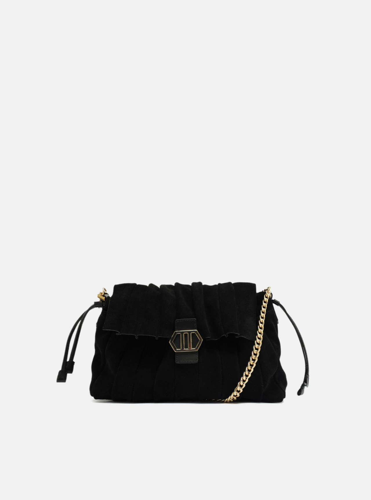 【美品】Giselle Black velvet×Black 36 Bolsa Preta Grande Alça Dourada | ZZ MALL