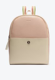 Mochila Branca E Rosa Anacapri Bolso Frontal Grande Alça Colorida