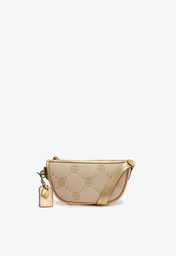 Bolsa Tiracolo Bege Dourada Schutz Pequena Jackie Lona