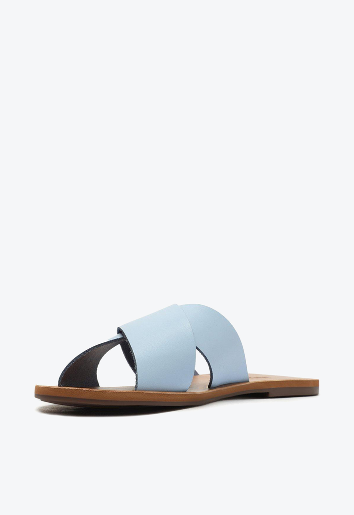 Rasteira Azul Anacapri Blueberry Couro Tiras Cruzadas