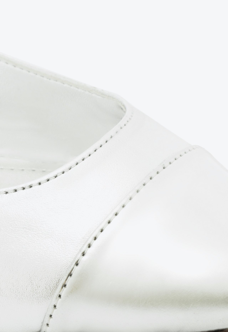 Sapato Mule Verniz Prata