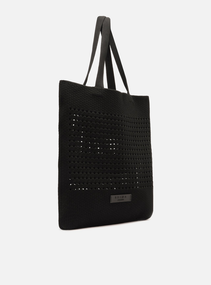 Bolsa Shopping Crochê Preto Grande Brizza | ZZ MALL
