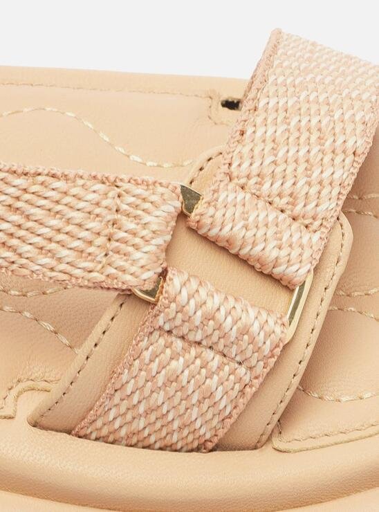 SANDÁLIA PAPETE FLATFORM NUDE AREZZO COURO GORGURÃO