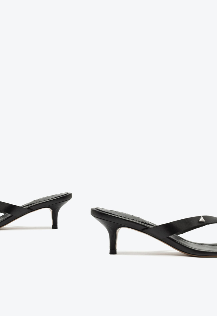 Chinelo Salto Fino Couro Preto