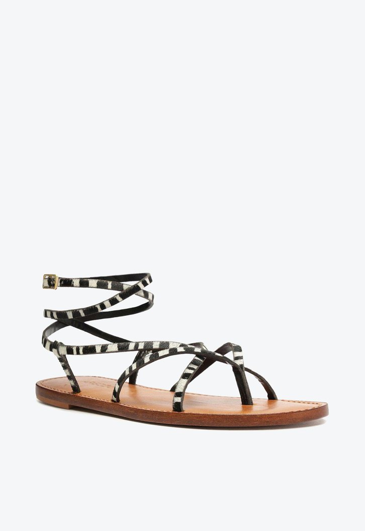 Sandália Rasteira Animal Print Arezzo Tiras Multi
