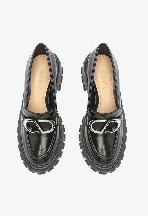 [PRE ORDER] PRETO SCHUTZ SAPATO MOCASSIM SALTO BLOCO TRATORADO COURO