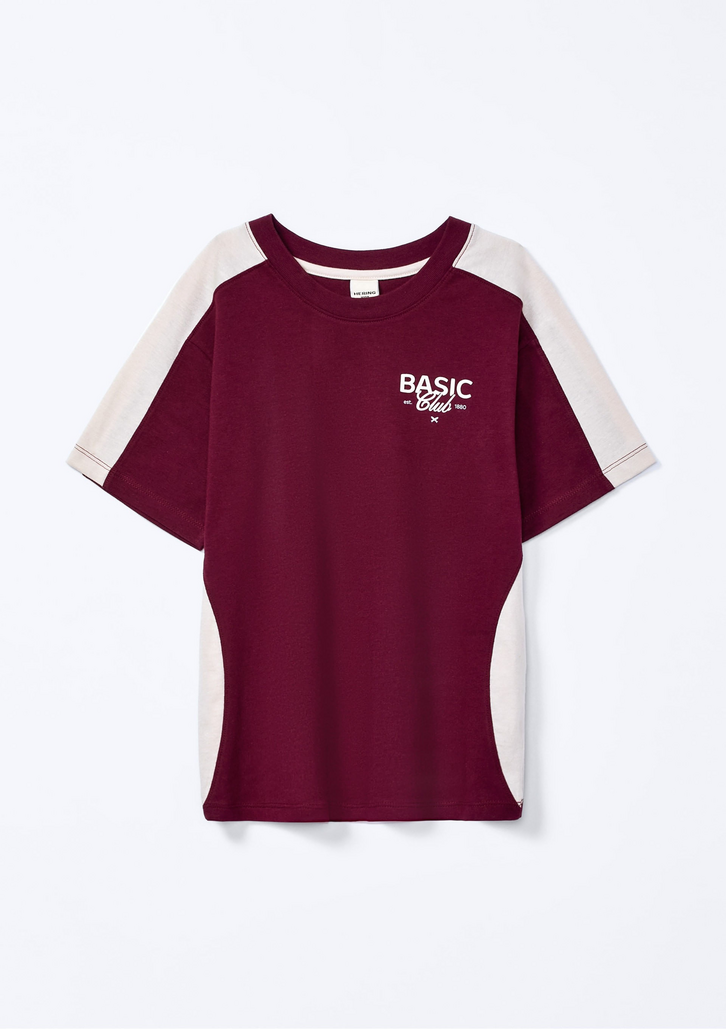 Camiseta Infantil Vinho Hering Menino Oversized Estampa em Silk