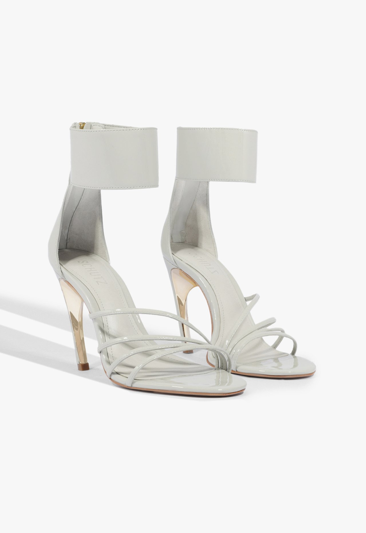 KnightA『2022Summer』 Sandália Dourada Schutz Ativ Vii Glam Couro Platina | ZZ MALL