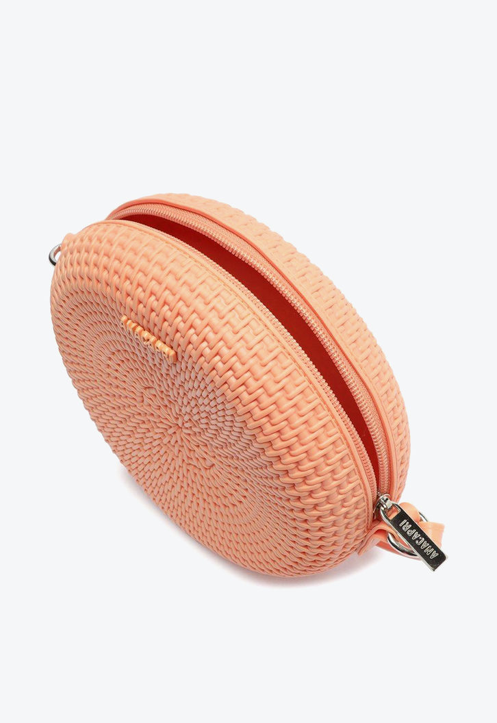 Crossbody Laranja Anacapri Redonda Veneza Texturizada Média