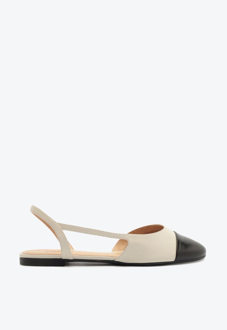 Sapatilha Slingback Unilateral Branco Off Ponta Preta
