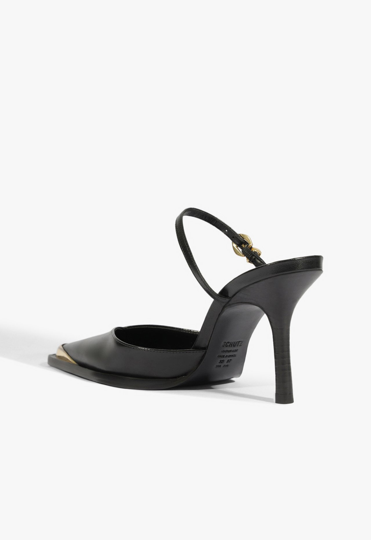 Mule Charlotte Couro Preta