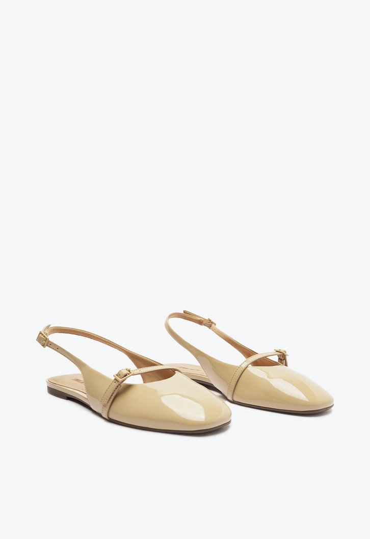 Sapatilha Bege Anacapri Slingback Verniz Tira Fechamento