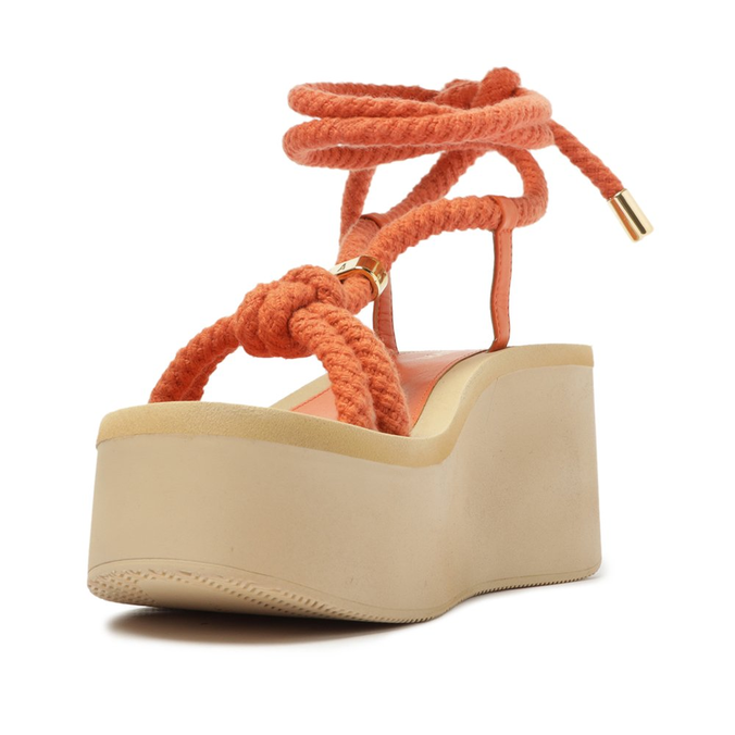 Sandália Flatform Amarração Laranja Papaya Paloma Corda