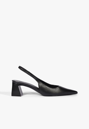 Slingback Preto Schutz Couro Salto Médio Bloco
