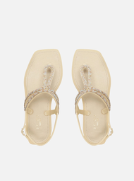 Sandália Rasteira Off-white Brizza Slim Recouro Strass