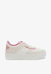 Tênis De Amarrar Branco Anacapri Recortes Nude E Rosa
