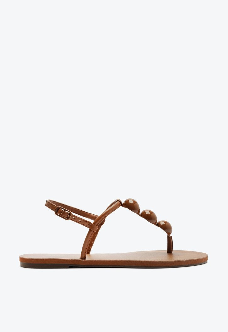 Sandália Rasteira Slim Adorno Marrom