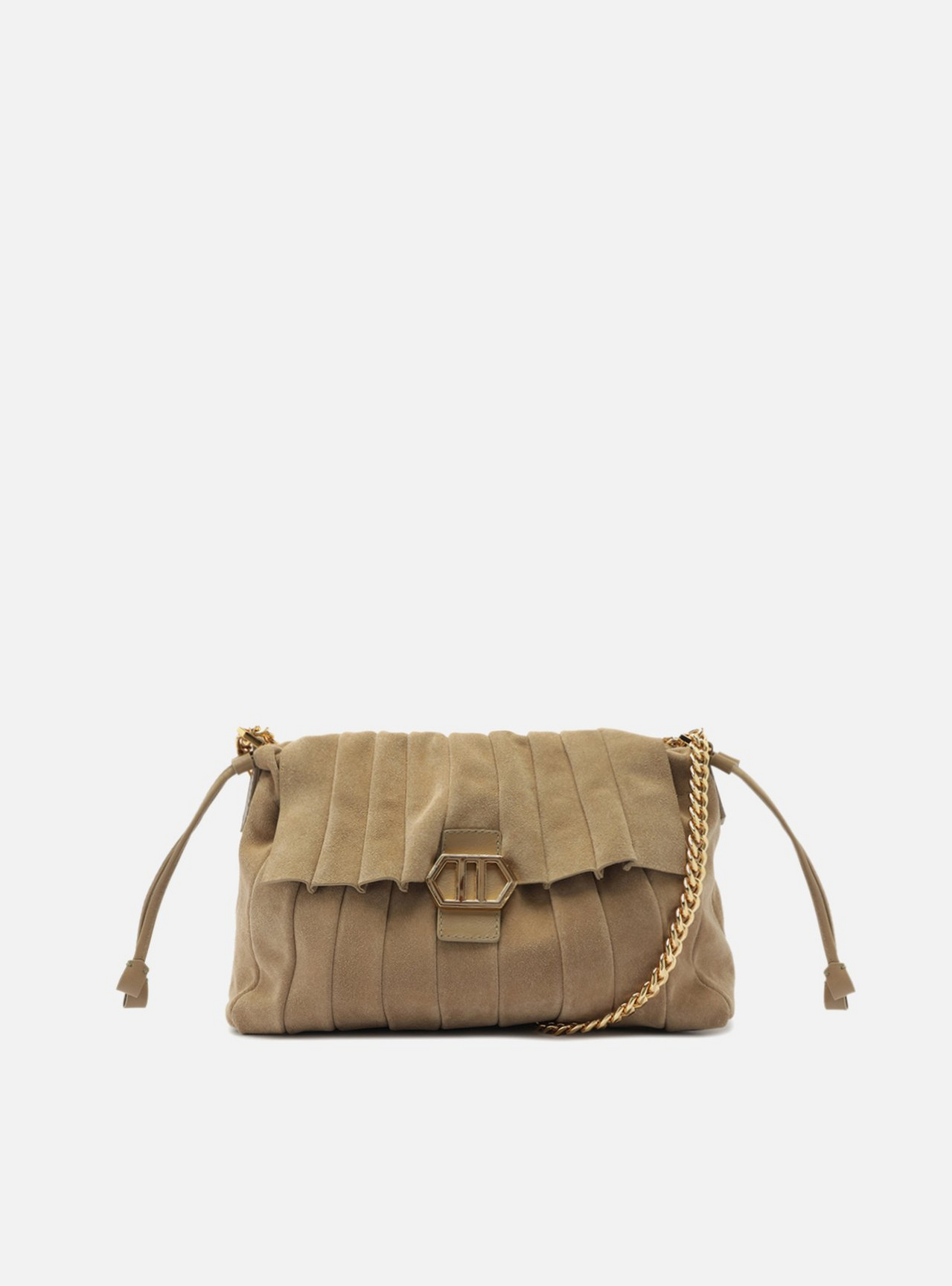Bolsa Cinza Grande Alça Dourada | ZZ MALL