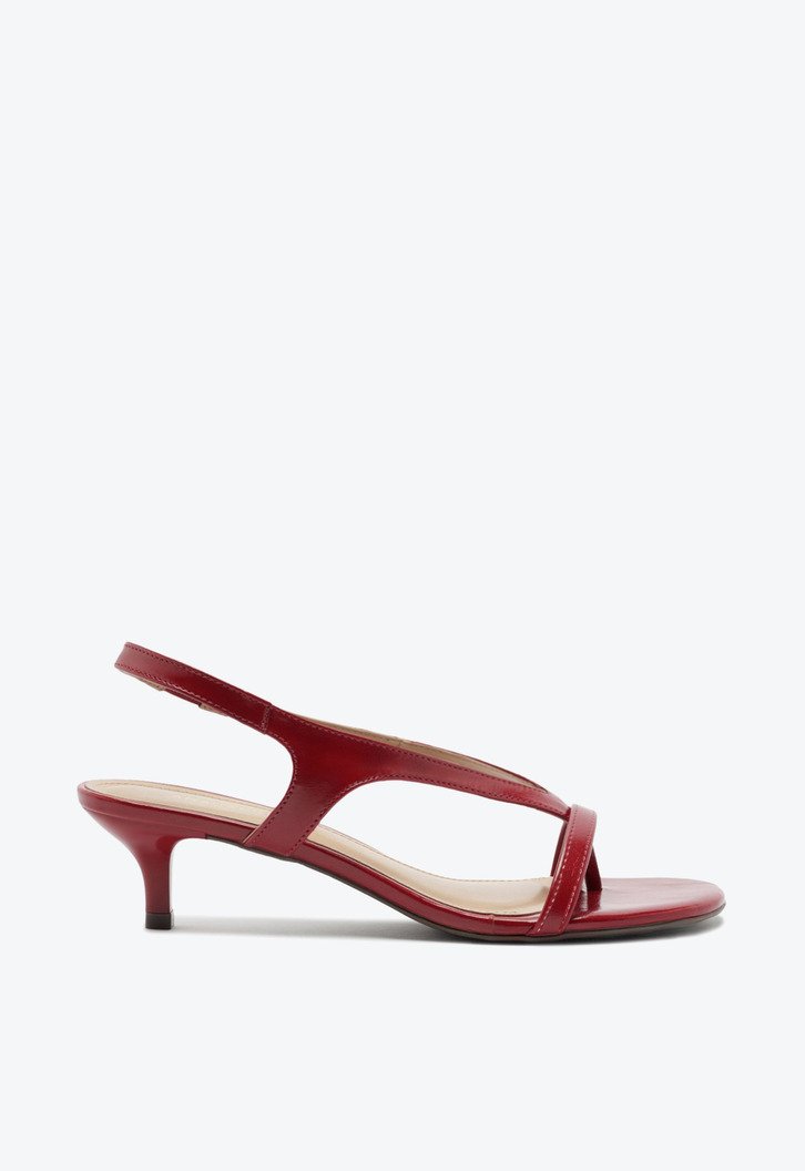 Sandália Salto Fino Tiras Vermelha