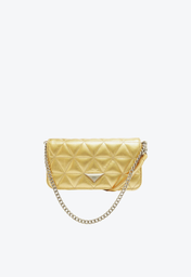 Bolsa Pequena Schutz Squad Couro Matelassê Dourada