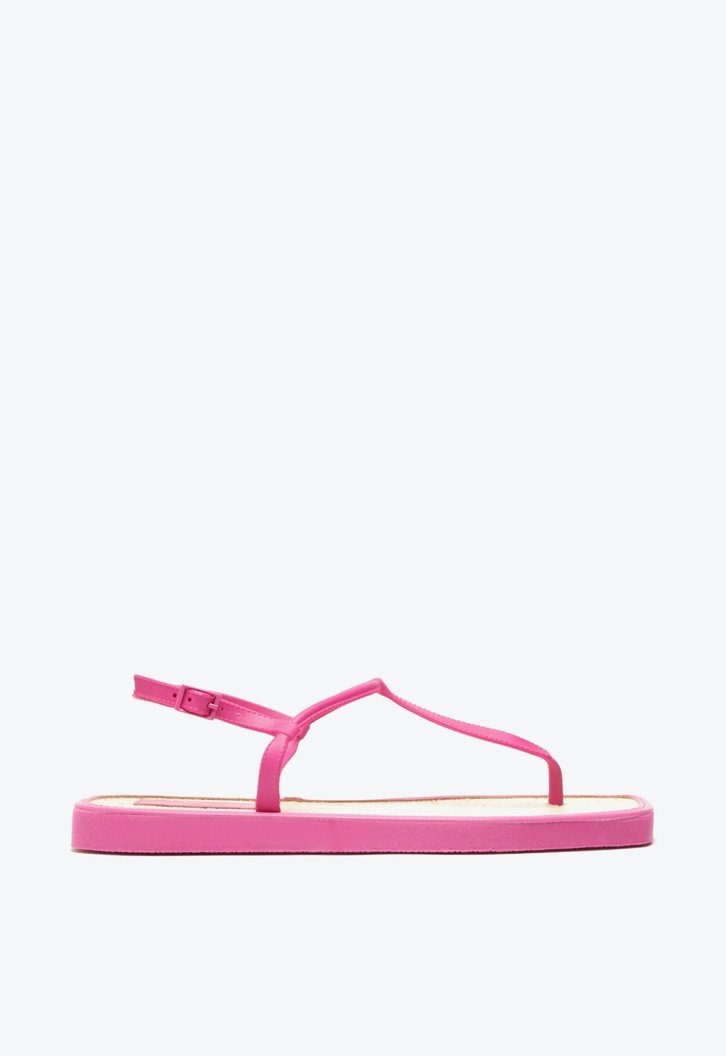 Sandália Rasteira Rosa Brizza Slim Square Palmilha