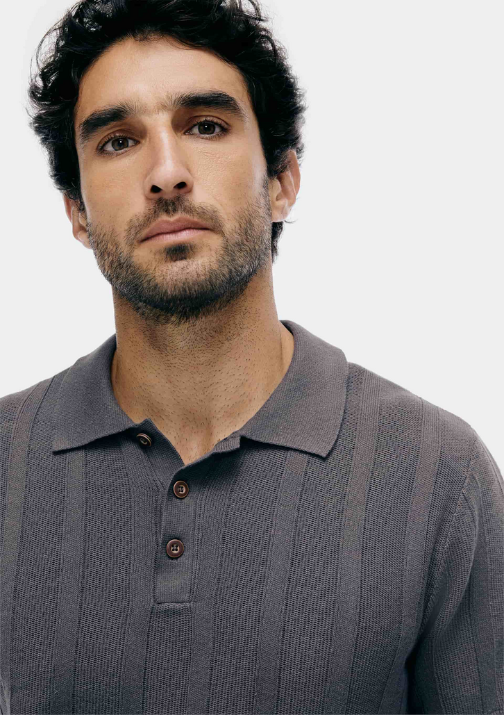 Camisa Polo Cinza Hering Em Tricô
