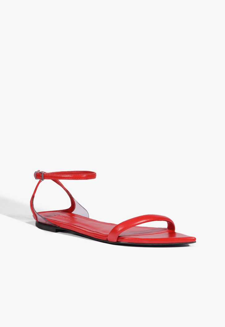 Sandália Skye Flat Couro Vermelha