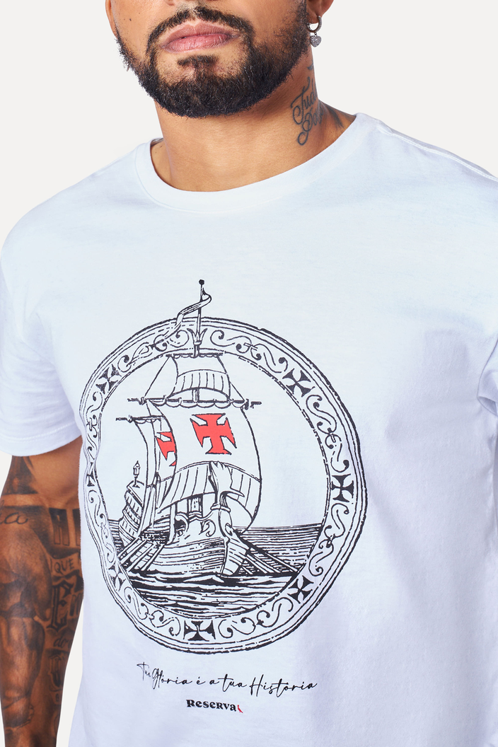 Camiseta Branca Reserva Estampada Vasco Caravela