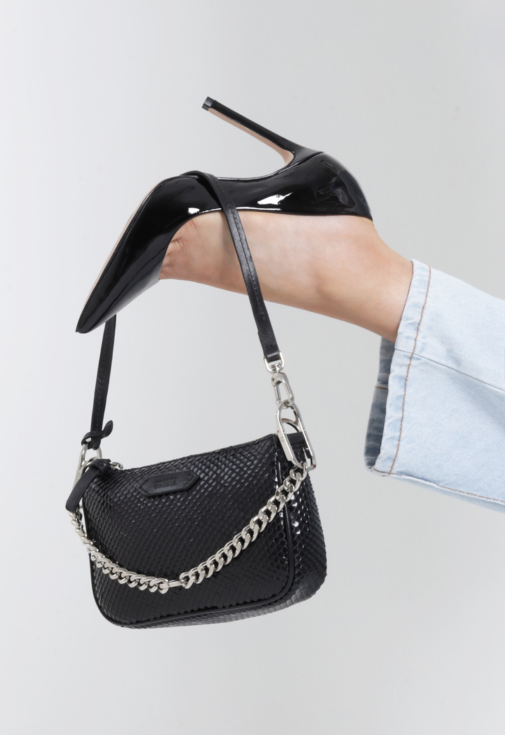 Bolsa Tiracolo Preta Schutz Emmy Snake