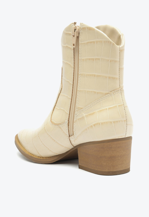 Bota S-Souli Couro Croco Branca