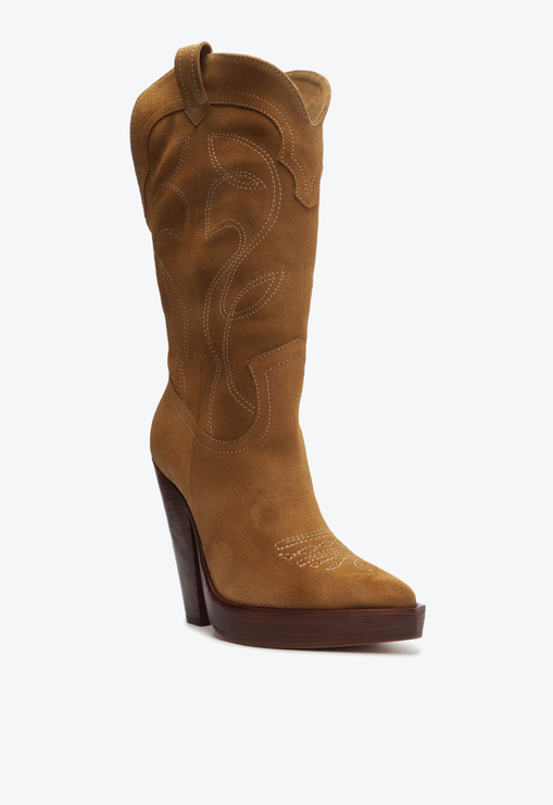 Bota Western Meggy Camurça Caramelo