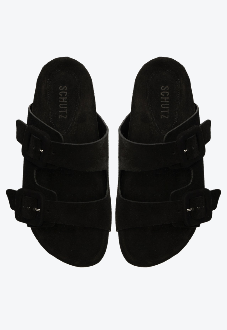 Sandália Papete Enola Suede Preta