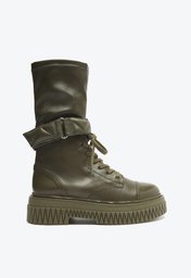 Bota Coturno Verde Schutz Tratorado Cano Alto Couro