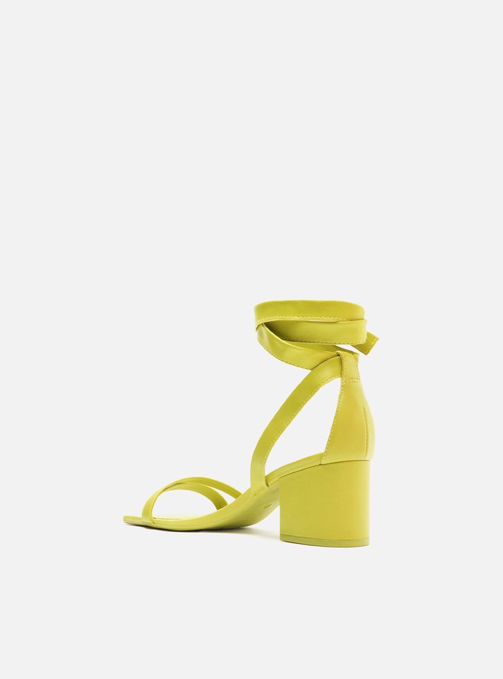 SANDÁLIA VERDE AREZZO COURO SALTO BLOCO LACE UP