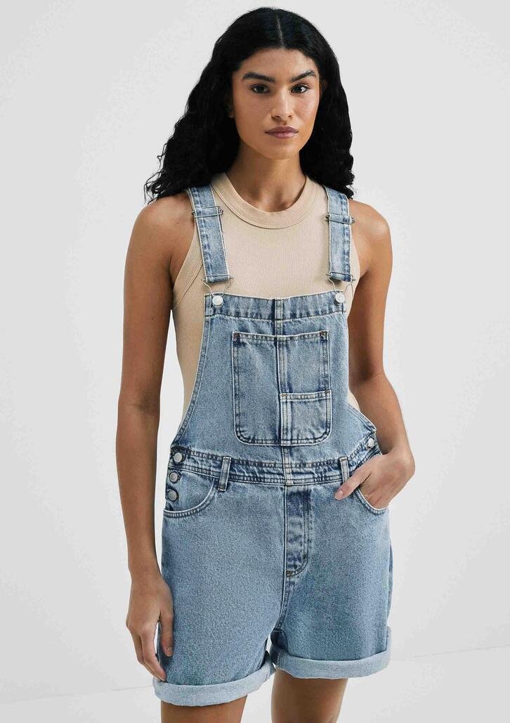 Jardineira Jeans Azul Hering