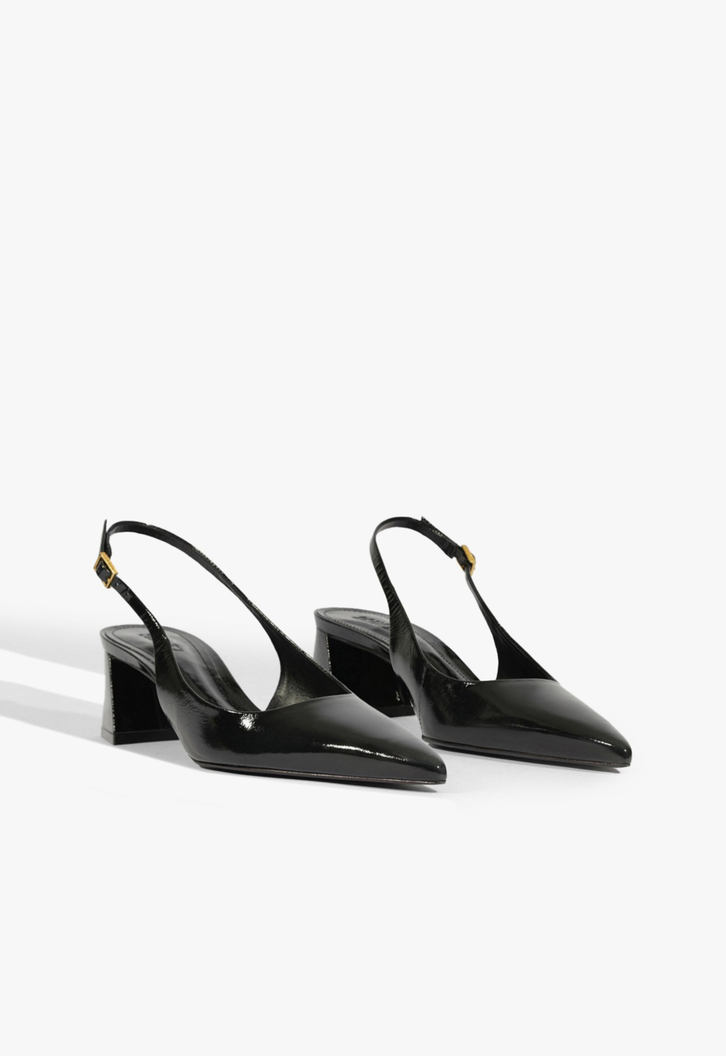 Scarpin Slingback Rhonda Mid Couro Preto