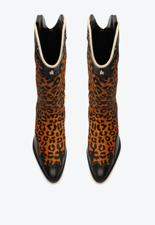 Bota S-Cicera Salto Bloco Couro Animal Print
