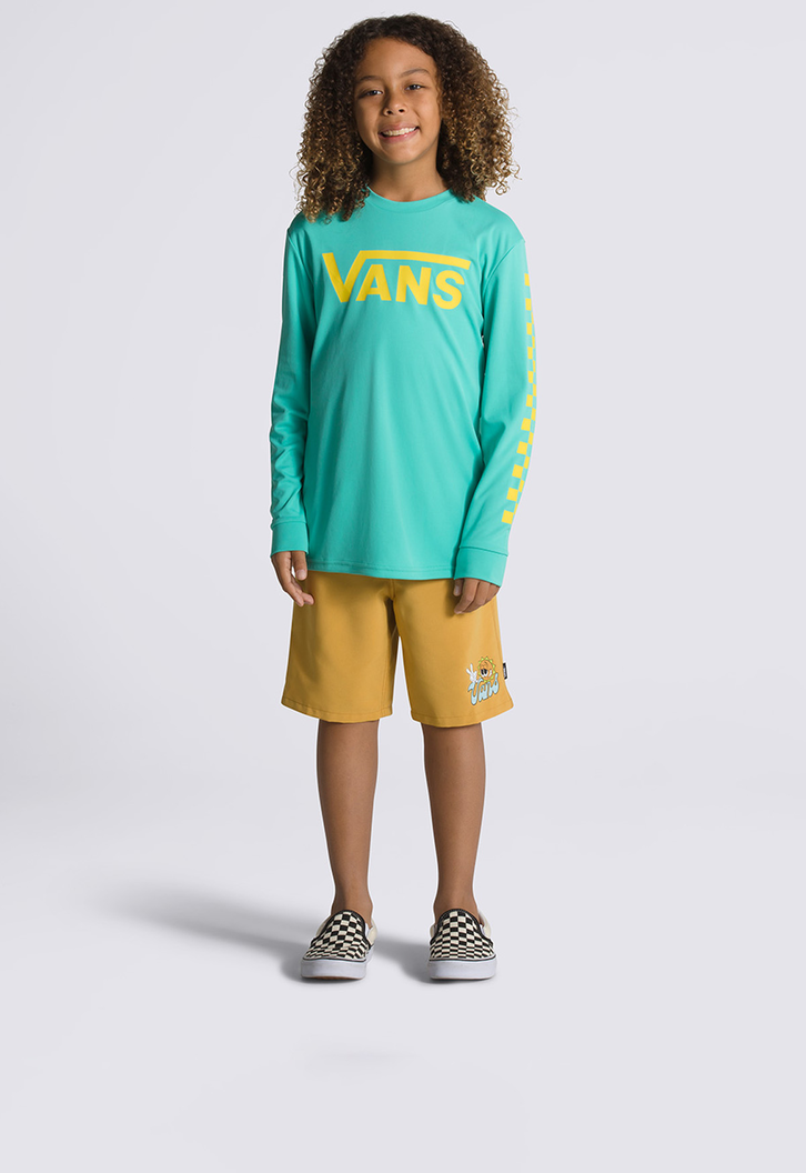 Camiseta Vans Classic Checker Sun Ls Waterfall Infantil