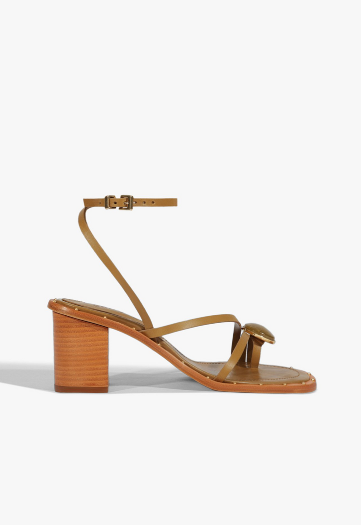サリー Sandália Azure Mid Block Couro Verde | ZZ MALL