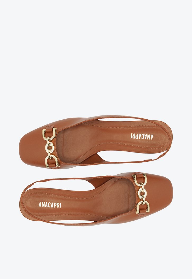 Sapatilha Slingback Bico Quadrado Bridão Marrom
