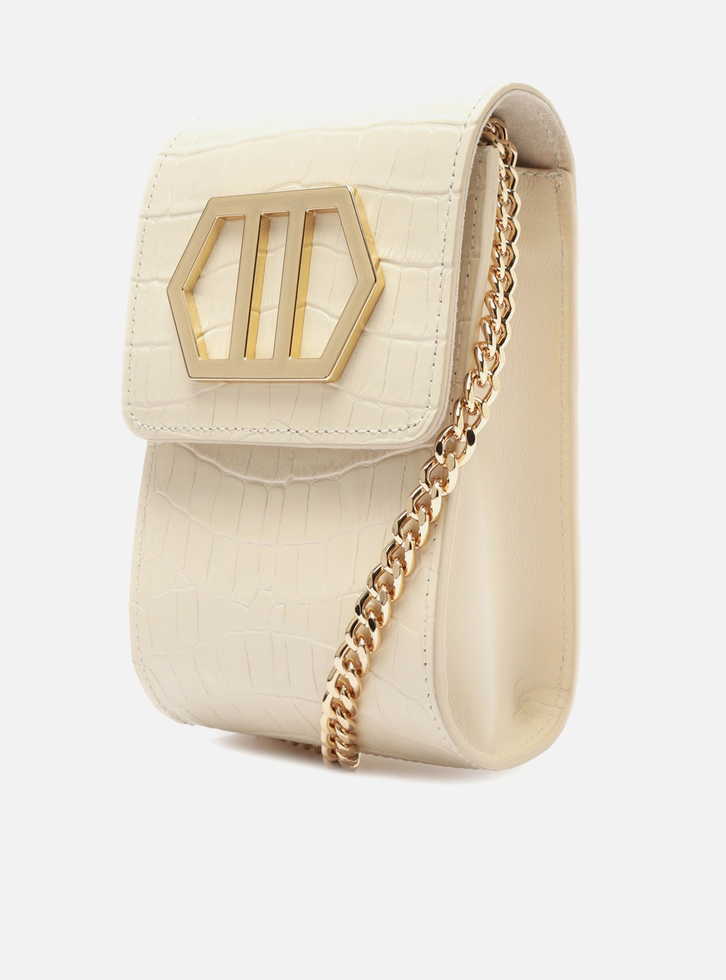 SCRE:EN ＜MINI SHOULDER BAG＞　white Small Shoulder Bags for Women Mini Handbags with Croc Pattern