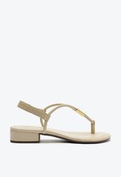 Sandália Slim Metal Comfy Salto Bege