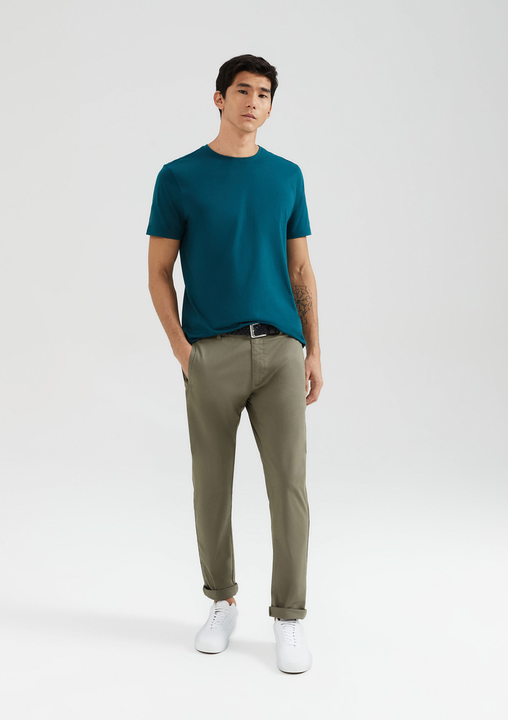 Camiseta Básica Verde Escura Hering Masculina Manga Curta Pima