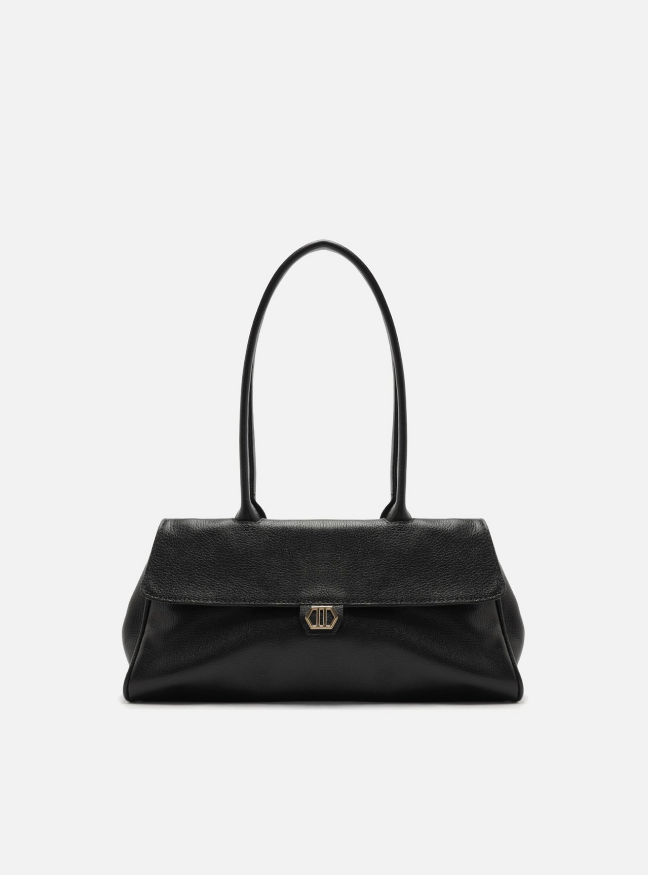 Bolsa Shoulder Couro Preta Média | ZZ MALL